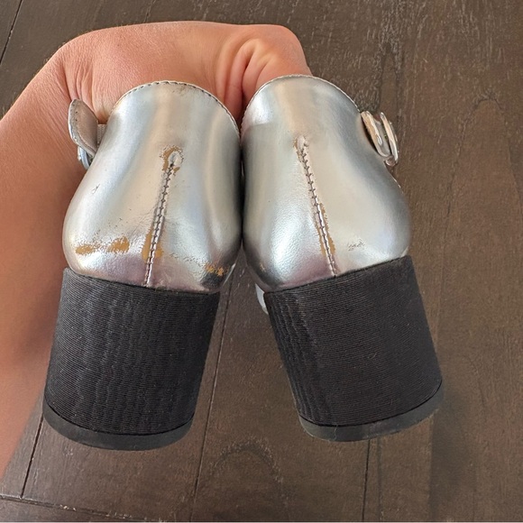 J. Crew Millie Women's Silver Cap Toe Mary‎ Jane Heels Size 5 - Picture 8 of 10